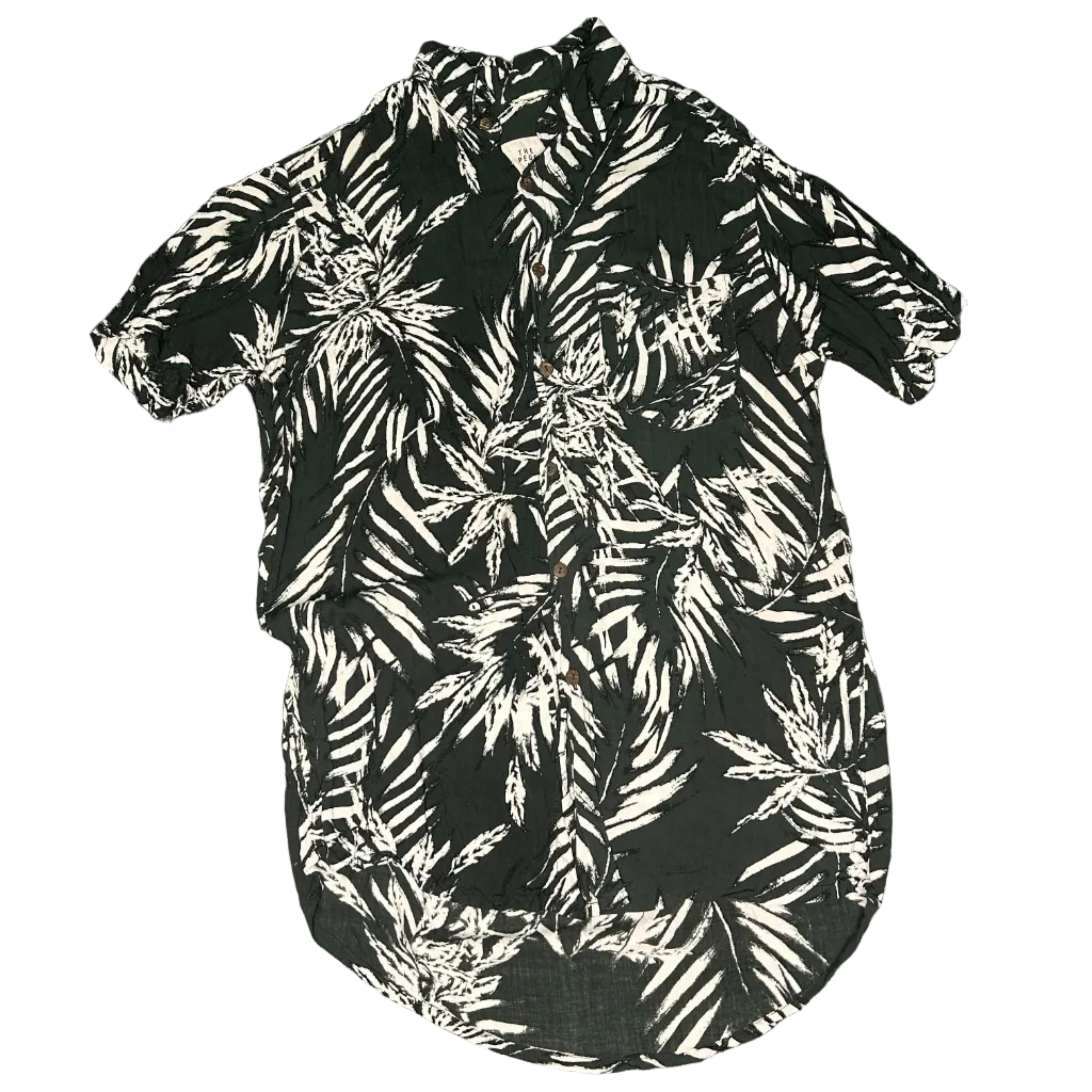 Black and white patterned fabric on a gray background