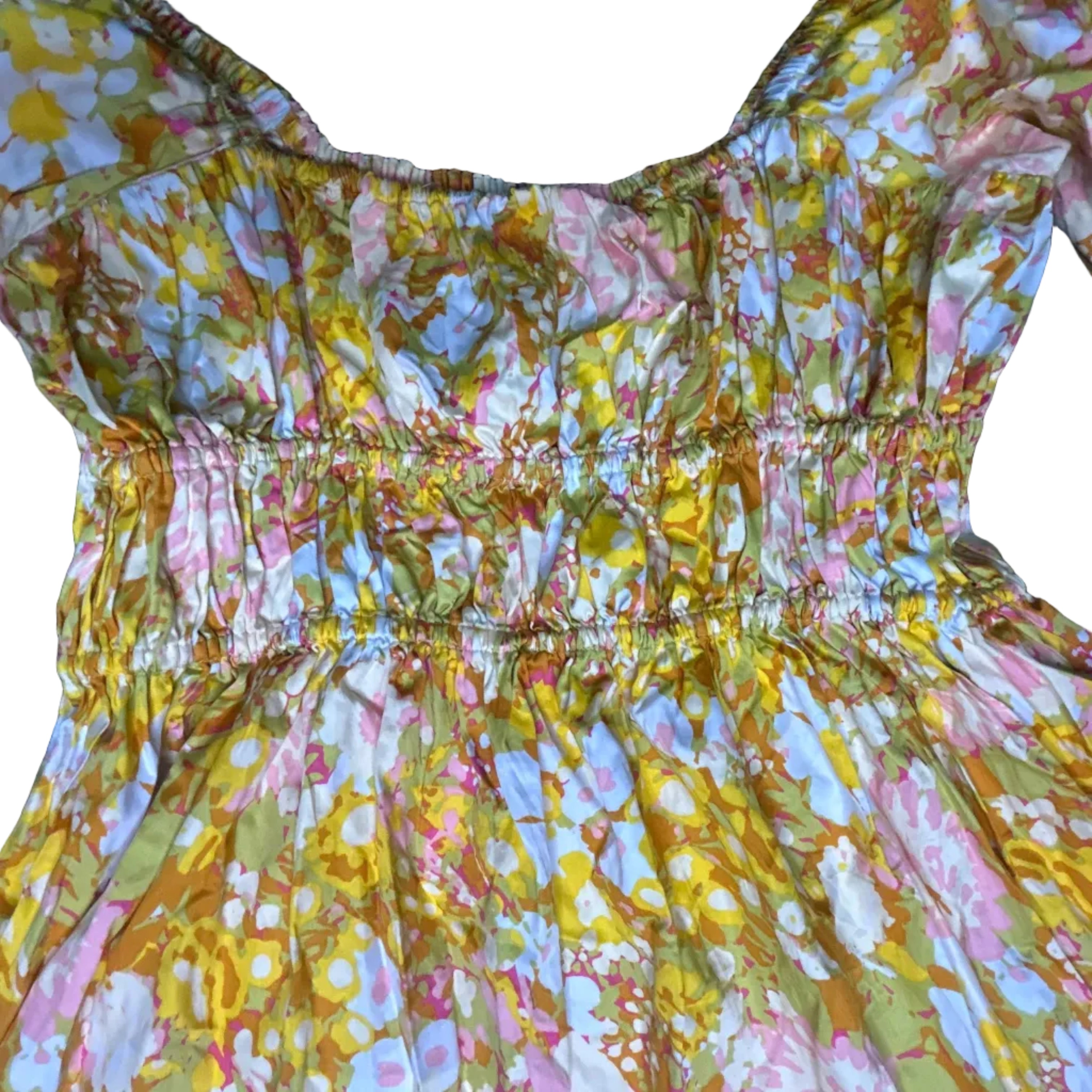 Floral patterned garment on a dark background