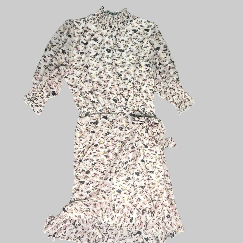 Floral patterned fabric on a dark surface