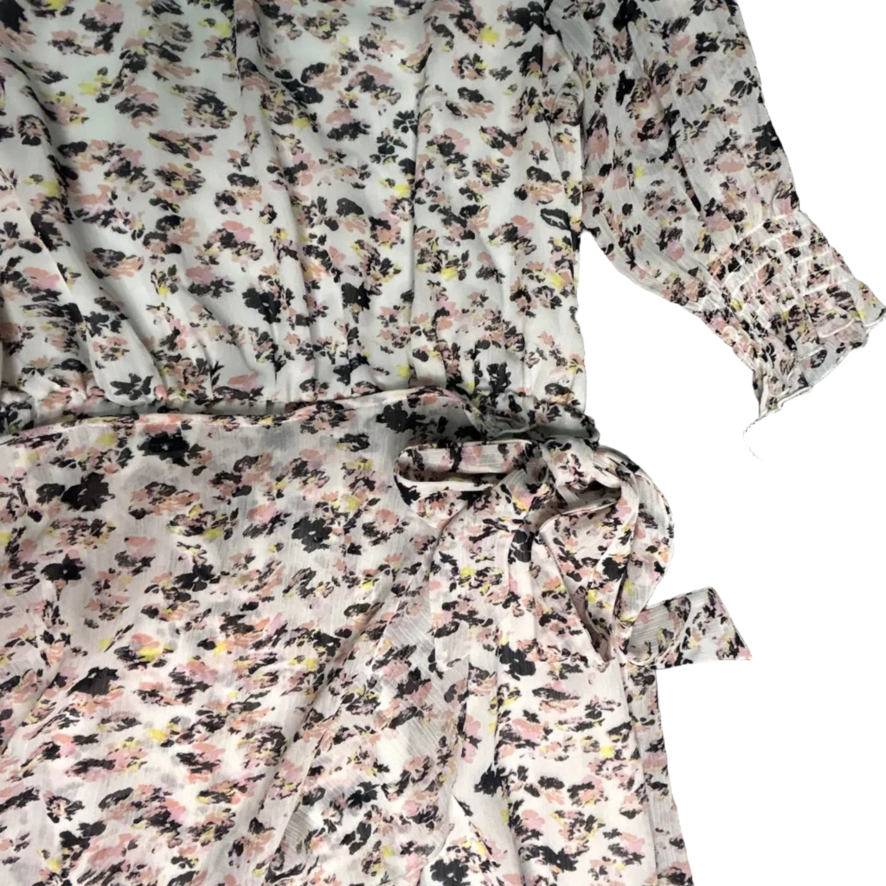 Floral patterned fabric on a dark gray background