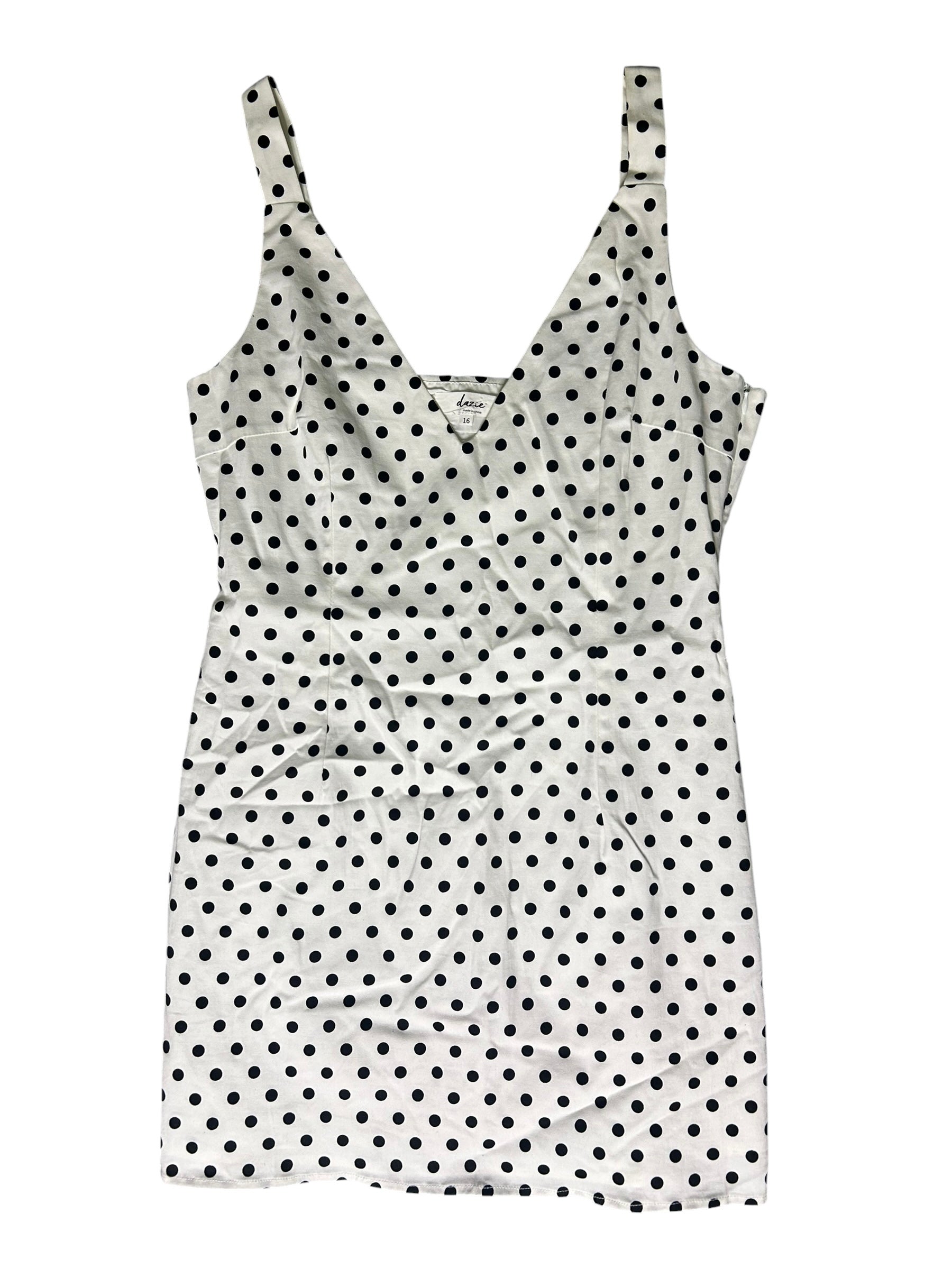 DAZIE Size 16 White Polka Dot Dress