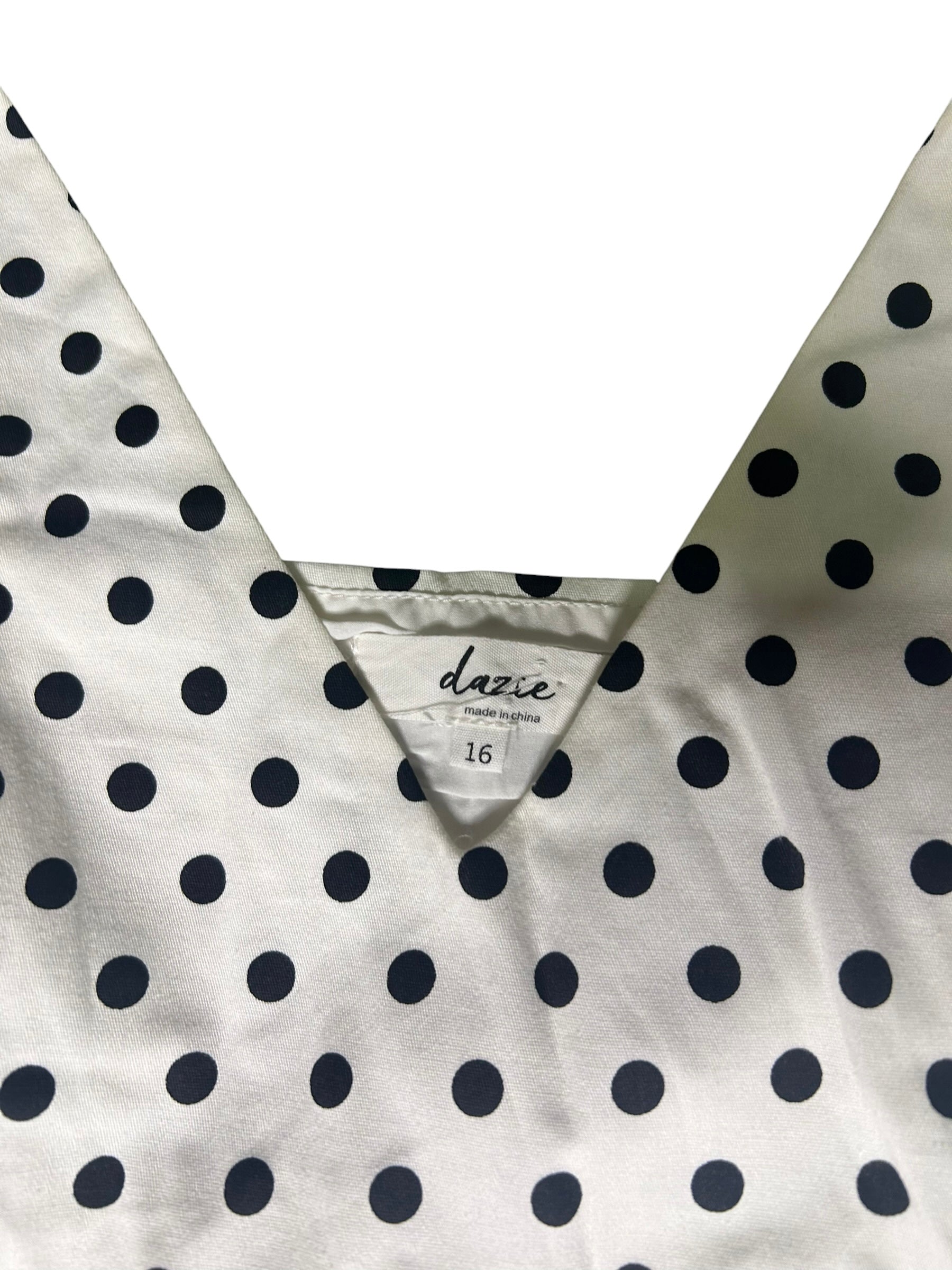 DAZIE Size 16 White Polka Dot Dress